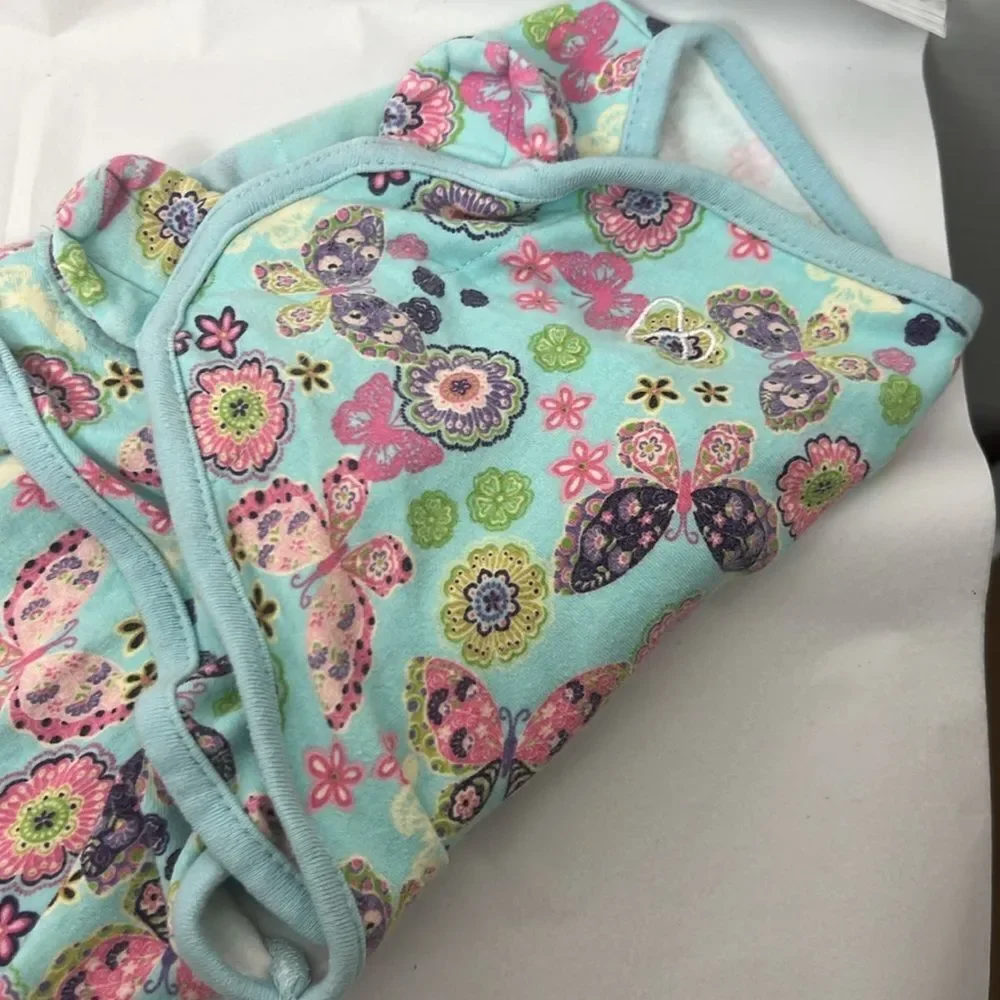 Swaddle me mint green with flower and butterfly print cotton swaddle Size small